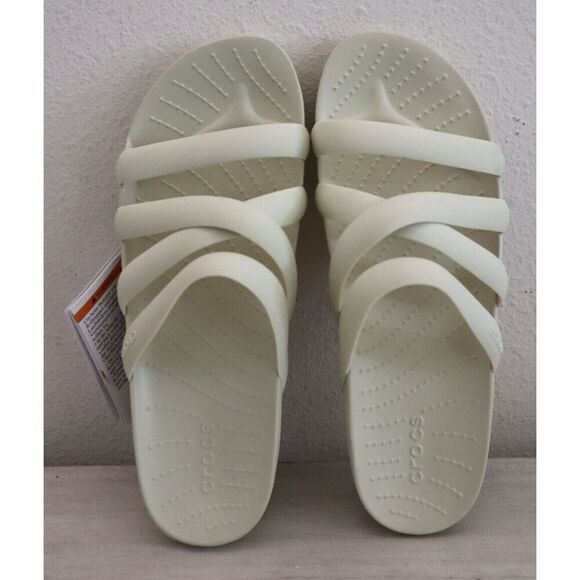 Crocs 208217-2Y2 Women's Sz 8 Bone/Off White Splash Strappy Slide Sandals - Picture 3 of 7